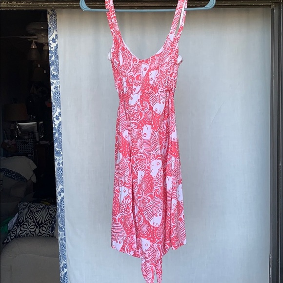 Pink & White tropical summer Lilly dress - Picture 1 of 7